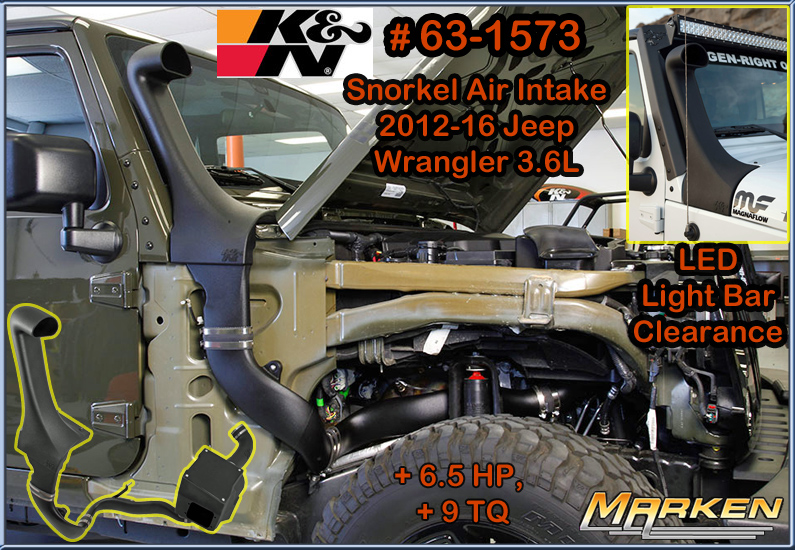 K&N 631573 Snorkel Air Intake System for 201216 Jeep Wrangler 3.6L